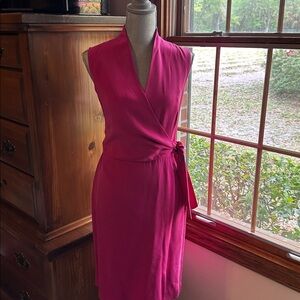 Jones New York Pink Wrap Midi Dress